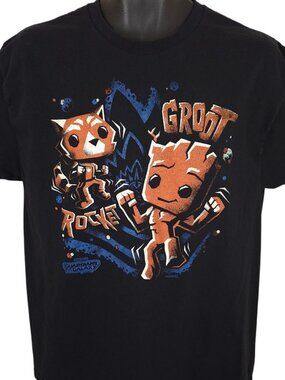 Groot Rocket Raccoon T Shirt Mens Size Large Black Guardians Of The Galaxy Funko